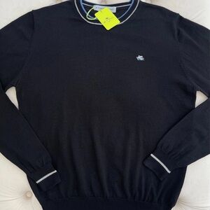 ETRO Milano Pullover Lana Wool Knit Logo Crew Neck Men’s Black Sweater L size